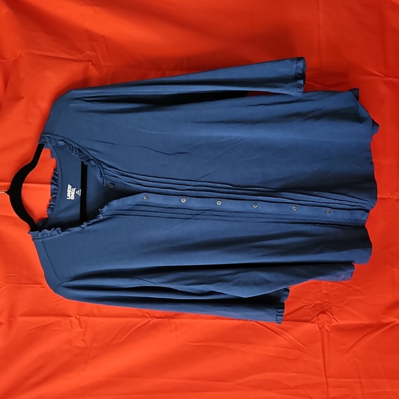 Lands' End Tops - Lands' End 2X Teal Ruffle Button-Up Shirt EUC
